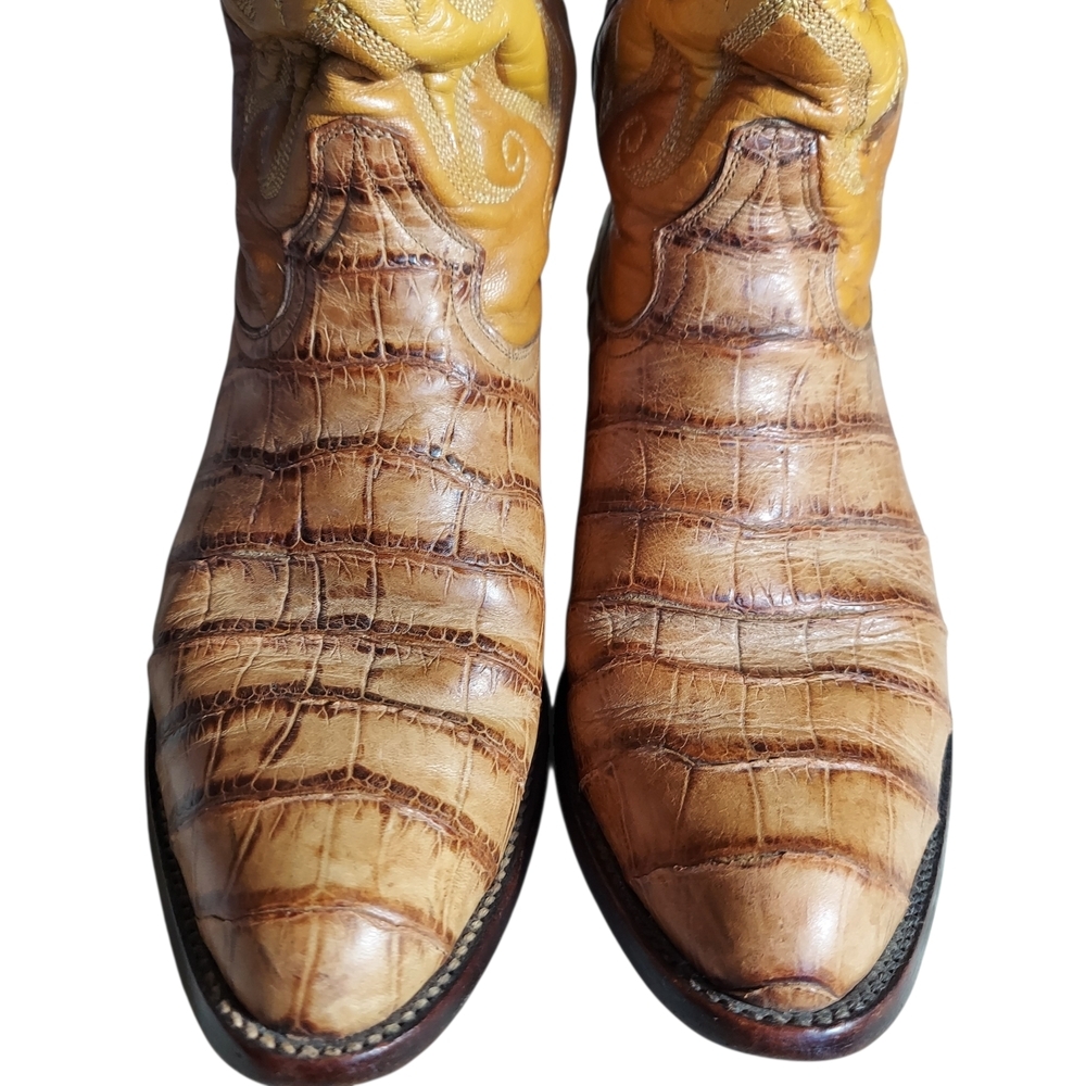 Vintage Rudel 8178 Western Cowboy Boots Cognac Reptile Embossed Snip Toe 8.5 EE - Picture 8 of 14